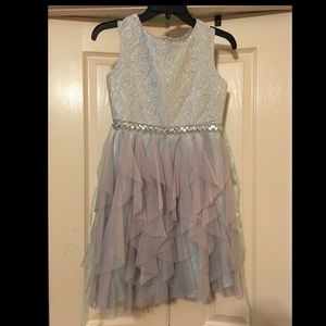 RareEditions girls size 14 blue silver dress